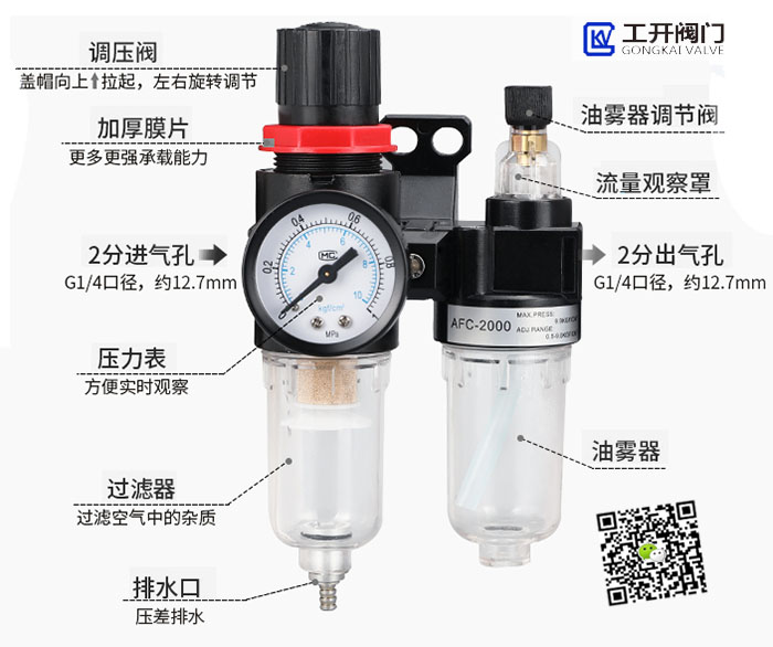 氣動三聯(lián)件之一：油水分離減壓過濾器