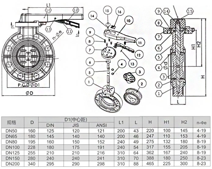 手柄塑料蝶閥結(jié)構(gòu)尺寸 手柄塑料蝶閥結(jié)構(gòu)尺寸